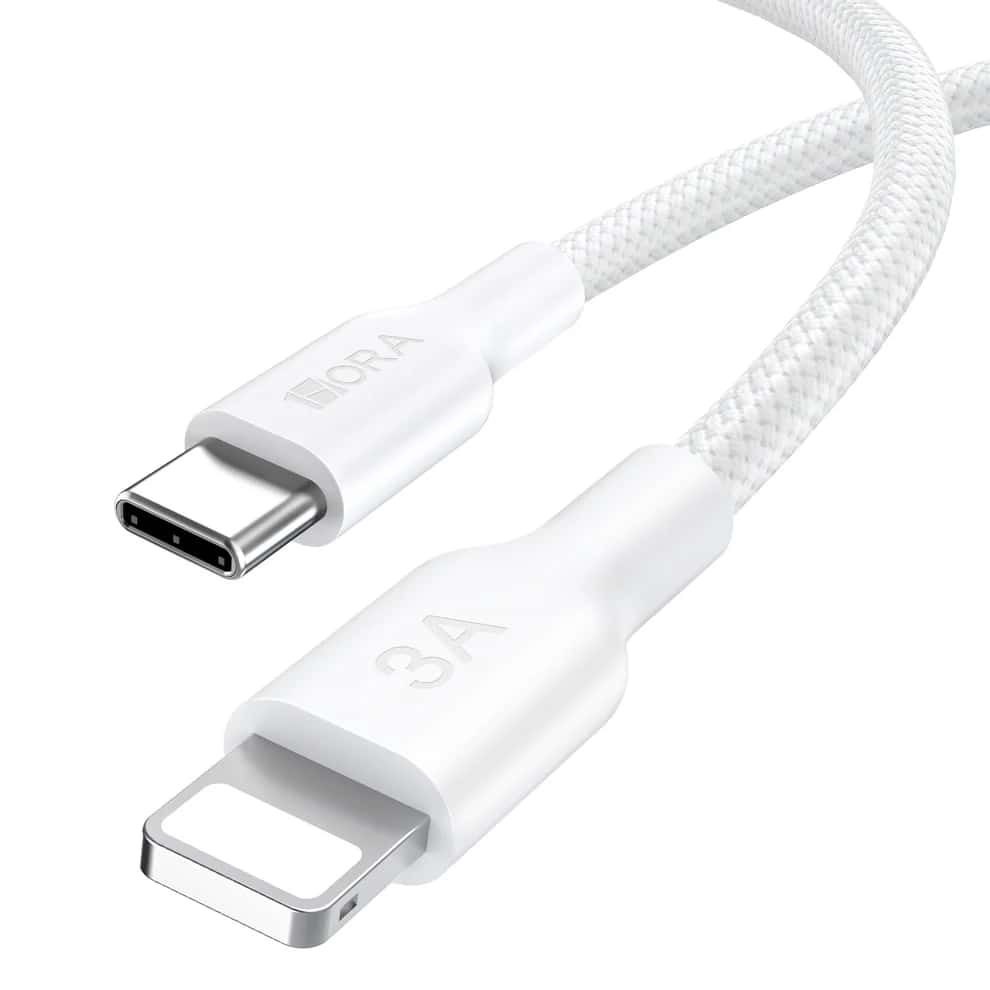 Cable trenzado de poliéster USB tipo C a Lightning de 1 m BLANCO 1