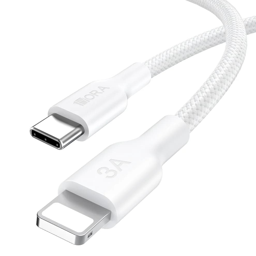Cable trenzado de poliéster USB tipo C a Lightning de 1 m BLANCO - vista 1