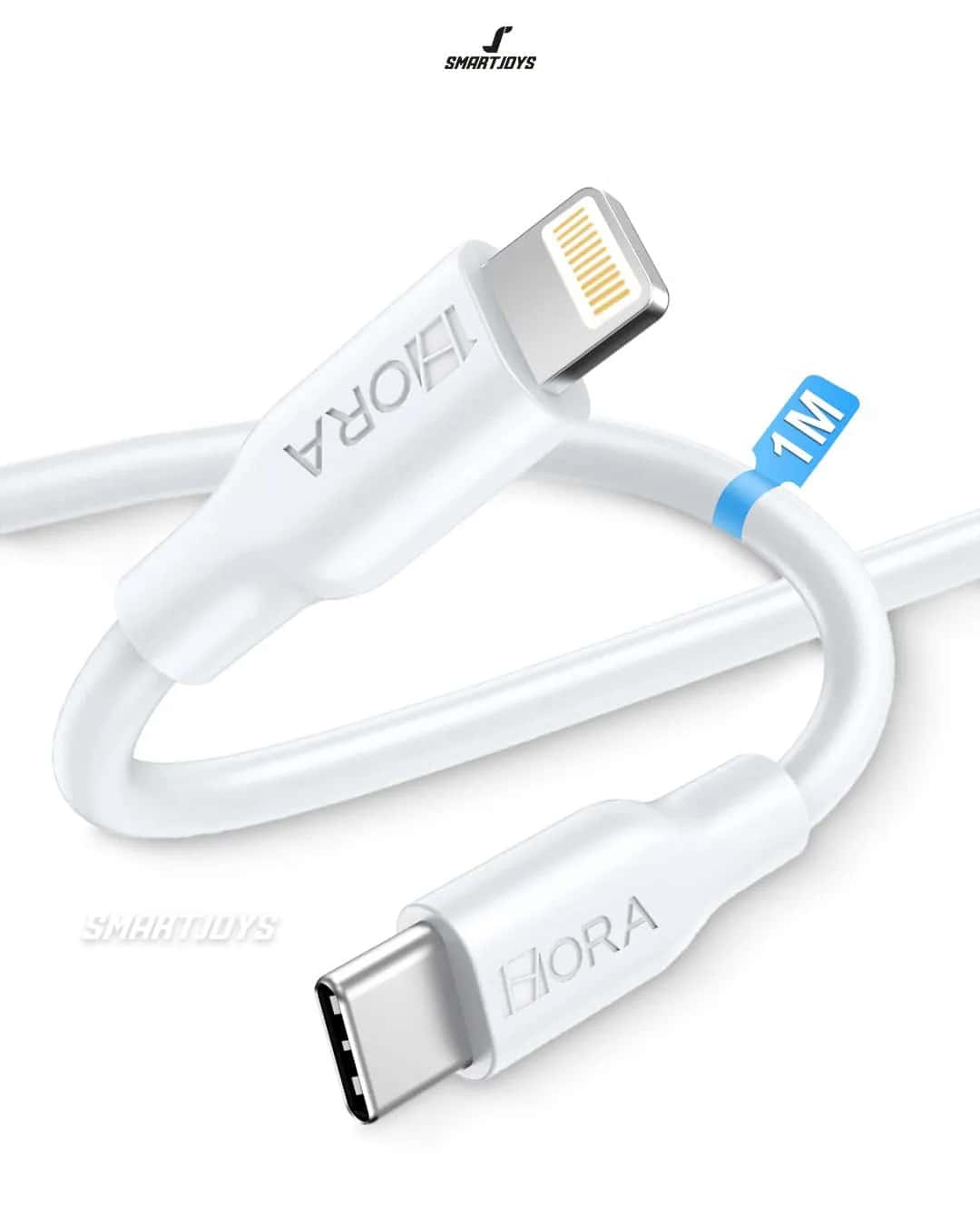 Cable trenzado de poliéster USB tipo C a Lightning de 1 m BLANCO 2