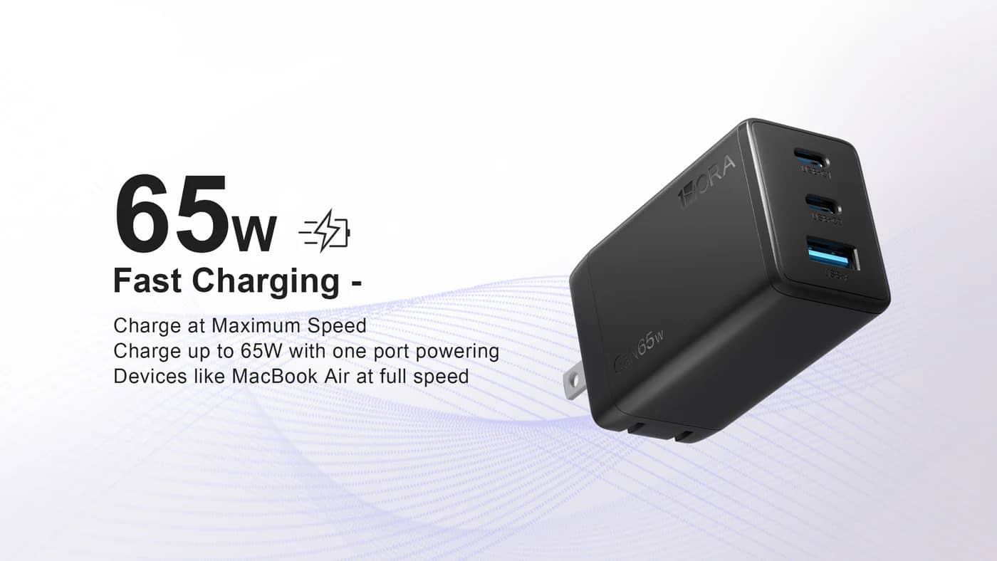 Cargador Rápido 65W – Triple Puerto USB-C + USB-A GAR322 3
