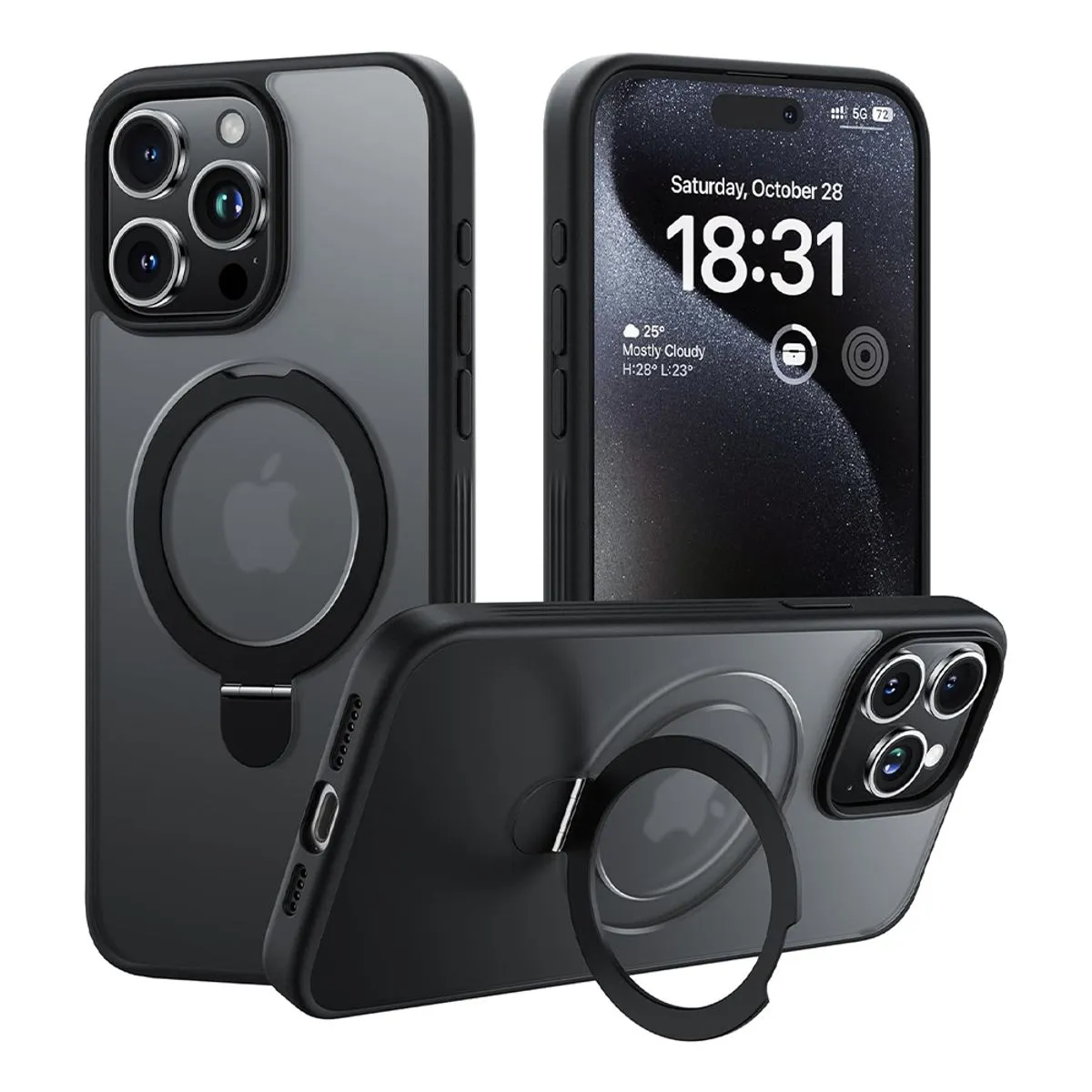 Case Transparente MagSafe con Soporte – iPhone bordes negros - vista 3