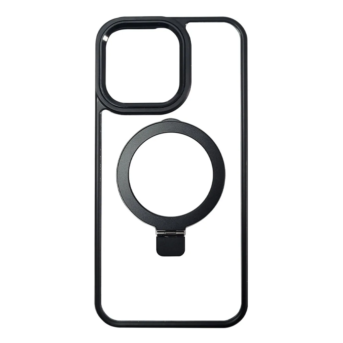 Case Transparente MagSafe con Soporte – iPhone bordes negros 1