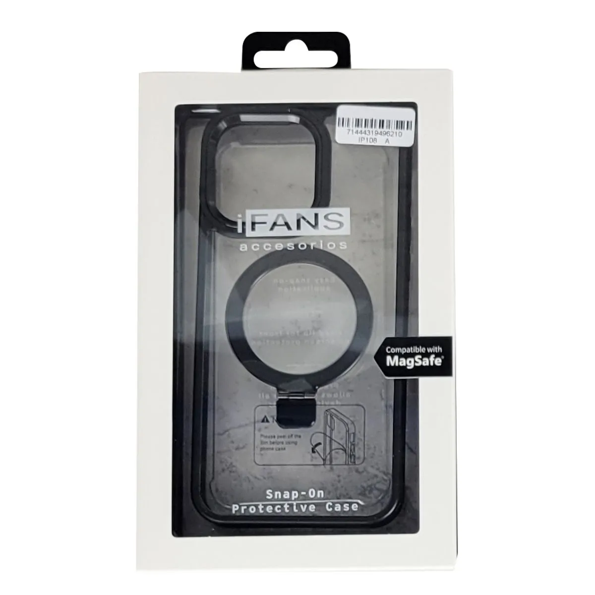 Case Transparente MagSafe con Soporte – iPhone bordes negros 2