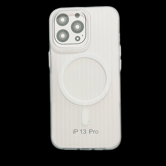 Case blanco Textura Efecto Corrugado Vertical con Magsafe iPhone 13 pro ip107