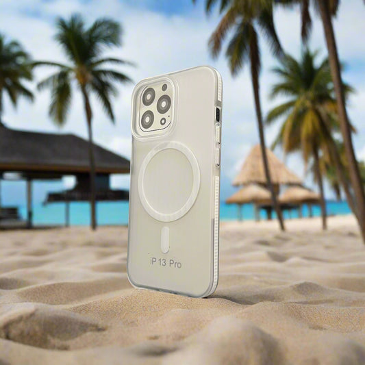 Case blanco Textura Efecto Corrugado Vertical con Magsafe iPhone 13 pro ip107
